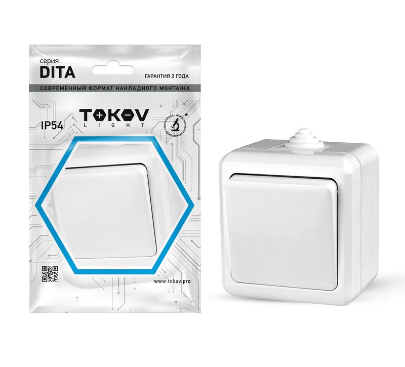 Выключатель 1-кл. ОП Dita IP54 10А 250В бел. TKL-DT-V1-C01-IP54 - TOKOV ELECTRIC