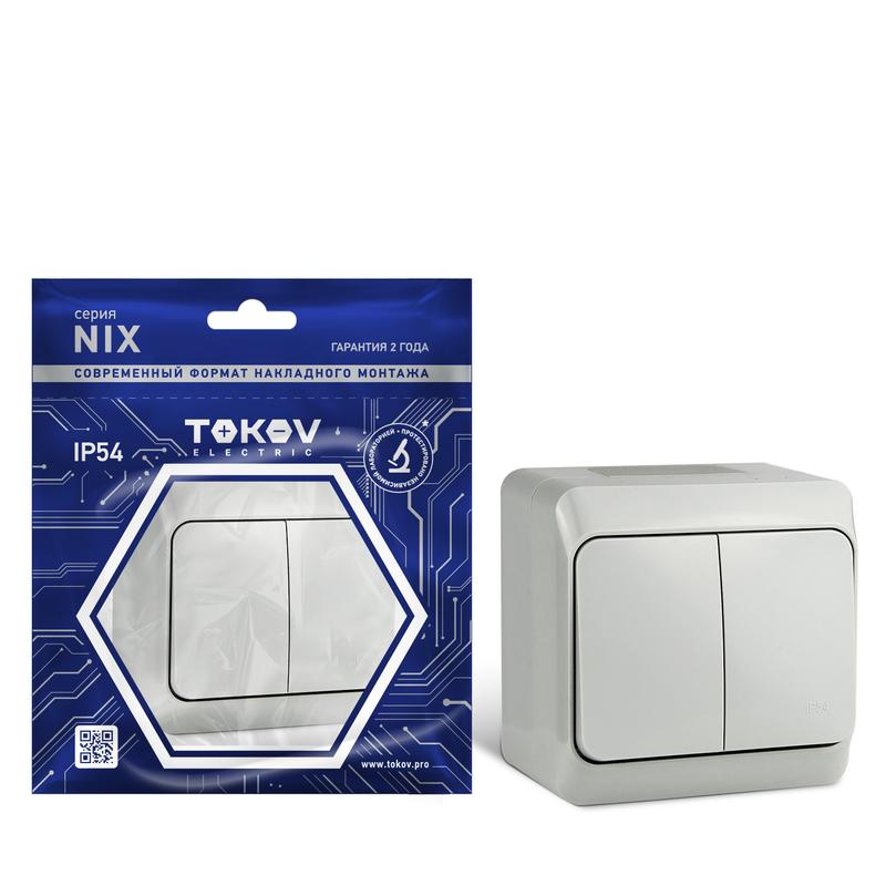 Выключатель 2-кл. ОП Nix 10А IP54 250В сер. TKE-NX-V2-C06-IP54 - TOKOV ELECTRIC