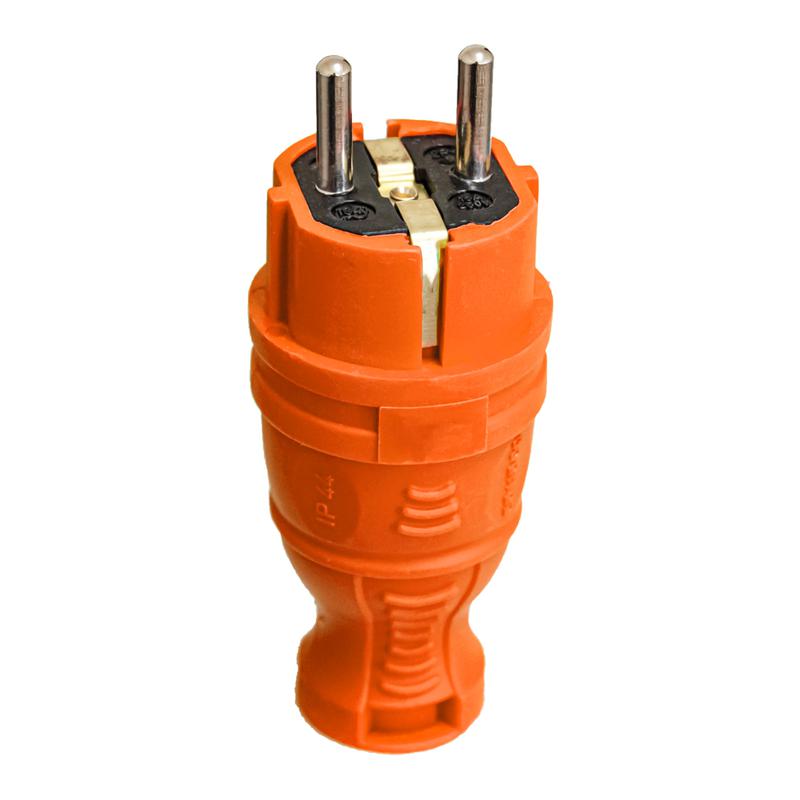Вилка прямая с заземл. IP44 каучук оранж. TOKOV TKE-C10-KV-Z - TOKOV ELECTRIC