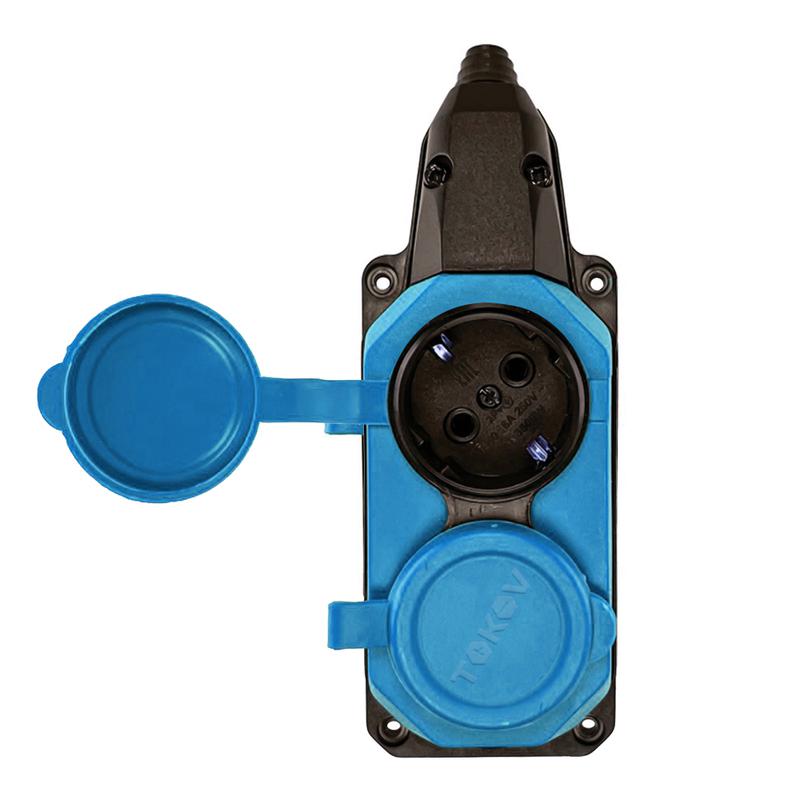 Колодка удлинителя 2-м с заземл. 16А IP44 каучук син. TOKOV TKE-C08-KK2-Z - TOKOV ELECTRIC