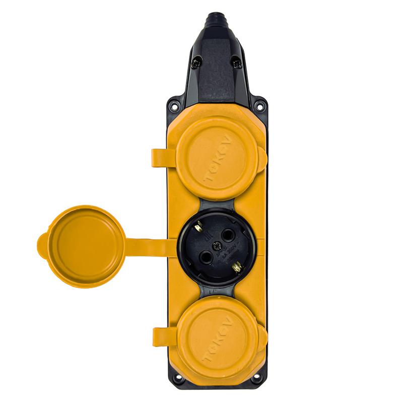 Колодка удлинителя 3-м с заземл. 16А IP44 каучук желт. TOKOV TKE-C07-KK3-Z - TOKOV ELECTRIC