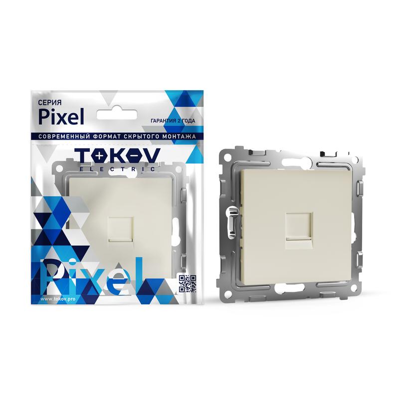 Розетка телефонная 1-м СП Pixel RJ11 механизм беж. TKE-PX-RT1-C02 - TOKOV ELECTRIC
