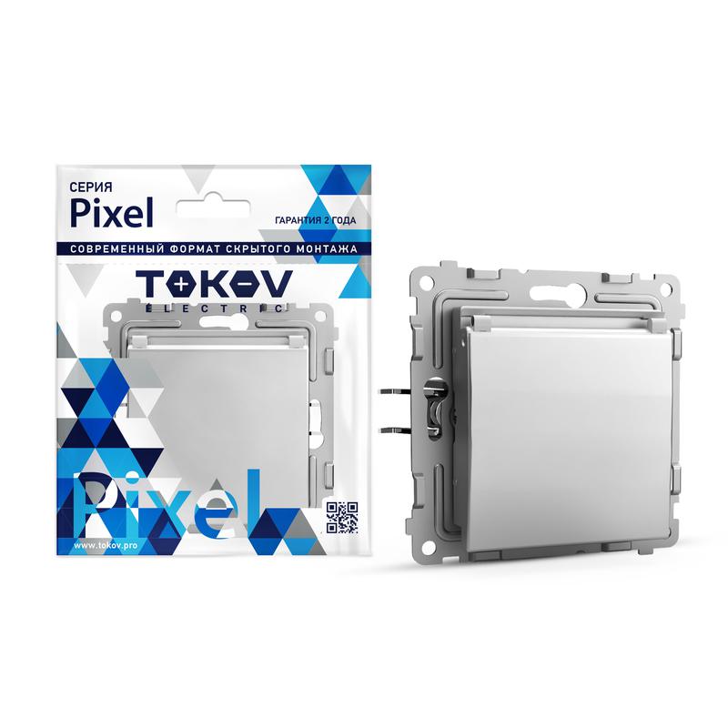 Розетка 1-м СП Pixel 16А IP20 с заземл. защ. шторки с крышкой механизм алюм. TKE-PX-R1ZSW1-C03 - TOKOV ELECTRIC