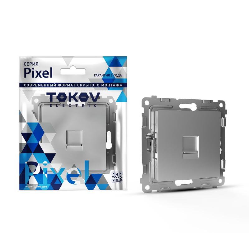 Розетка телефонная 1-м СП Pixel RJ11 механизм алюм. TKE-PX-RT1-C03 - TOKOV ELECTRIC