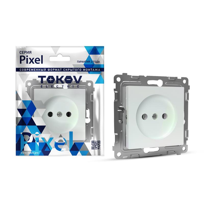 Розетка 1-м СП Pixel 16А IP20 без заземл. защ. шторки механизм перламутр. TKE-PX-R1SF-C04 - TOKOV ELECTRIC