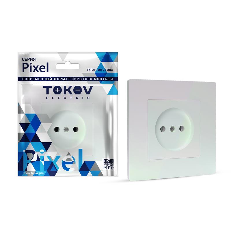 Розетка 1-м СП Pixel 16А IP20 без заземл. в сборе перламутр. TKE-PX-R1F-C04 - TOKOV ELECTRIC