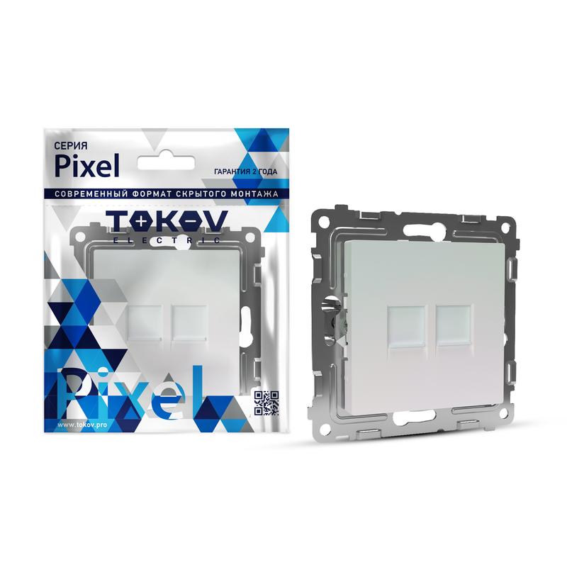 Розетка компьютерная 2-м СП Pixel RJ45 кат.5E механизм перламутр. TKE-PX-RC2-C04 - TOKOV ELECTRIC