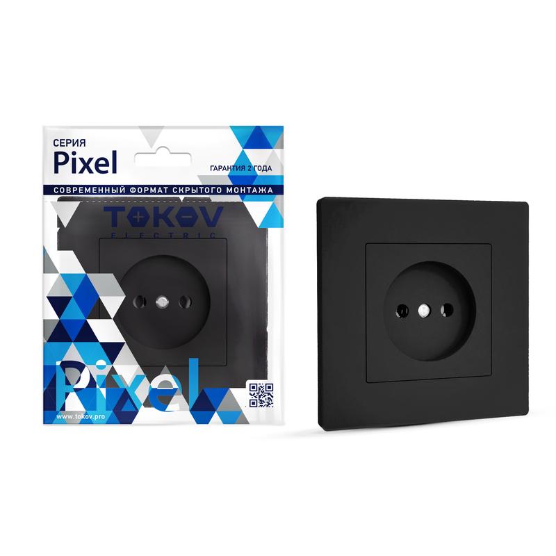 Розетка 1-м СП Pixel 16А IP20 без заземл. в сборе карбон TKE-PX-R1F-C14 - TOKOV ELECTRIC