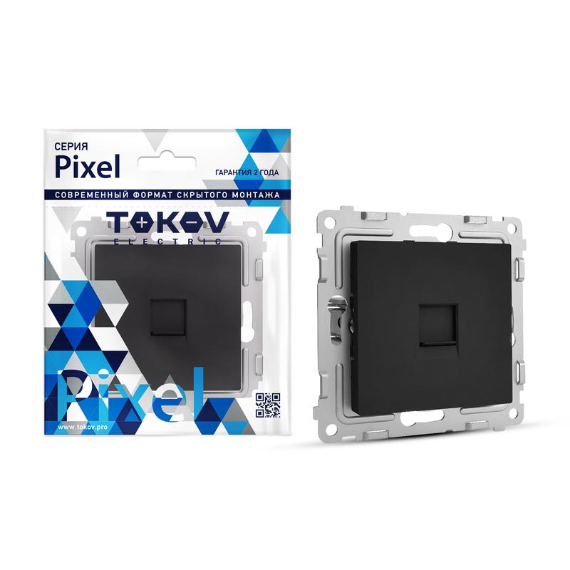 Розетка телефонная 1-м СП Pixel RJ11 механизм карбон TKE-PX-RT1-C14 - TOKOV ELECTRIC