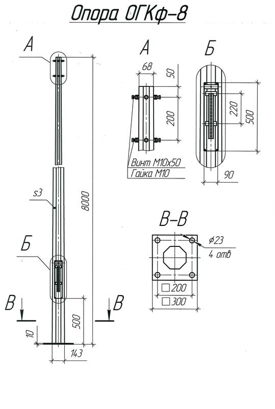 Опора ОГКф-8 (3мм 68/143 фл.300х10 мц. 200 отв. 23х4) гор. оцинк. МК 90313 - UMECON
