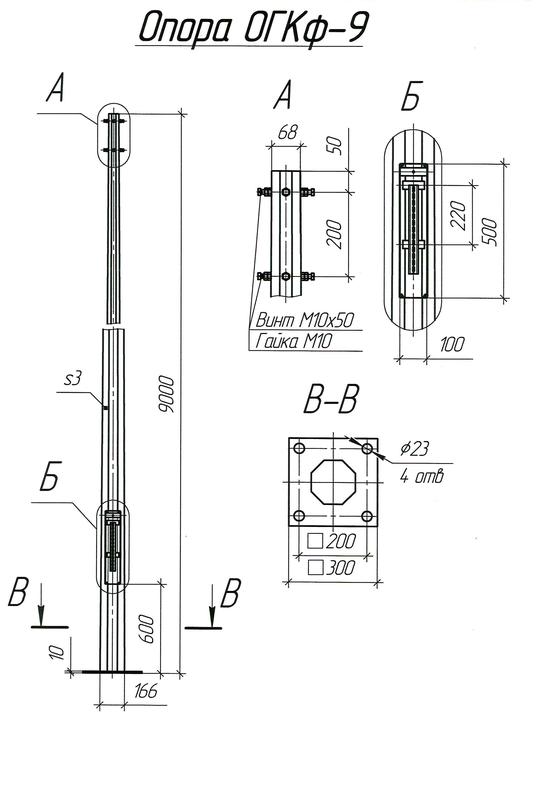 Опора ОГКф-9 (3мм 68/166 фл.300х10 мц. 200 отв. 23х4) гор. оцинк. МК 89899 - UMECON