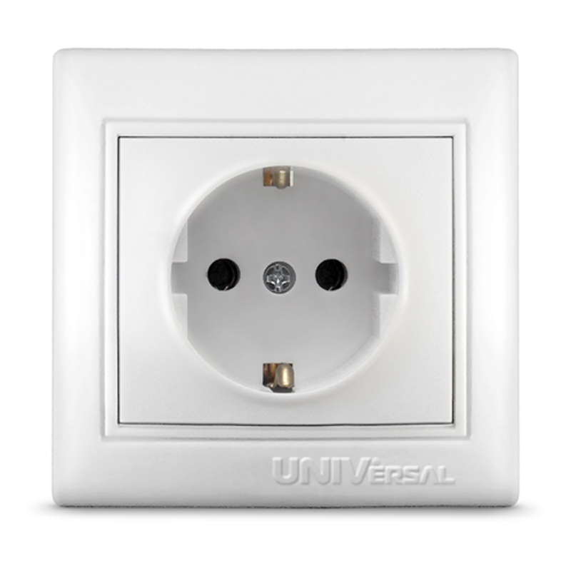 Розетка 1-м СП Севиль 16А IP20 с заземл. бел. С0028 - UNIVersal