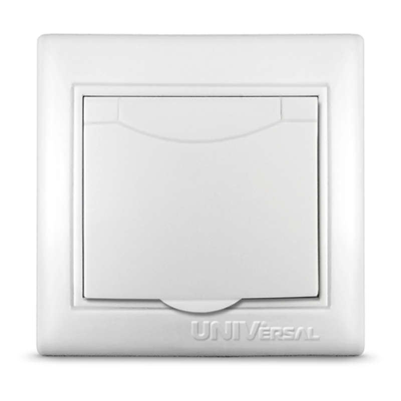 Розетка 1-м СП Севиль 16А IP20 с заземл. с крышкой бел. С0029 - UNIVersal