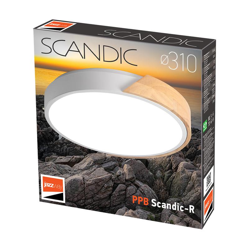 Светильник светодиодный декоративный PPB Scandic-R 24Вт 4000К IP20 настенно-потолочный бытовой GR/W 5037052 - Jazzway