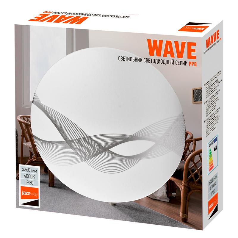 Светильник светодиодный декоративный PPB Wave 24Вт 4000К IP20 d260х55 настенно-потолочный бытовой 5024649 - Jazzway