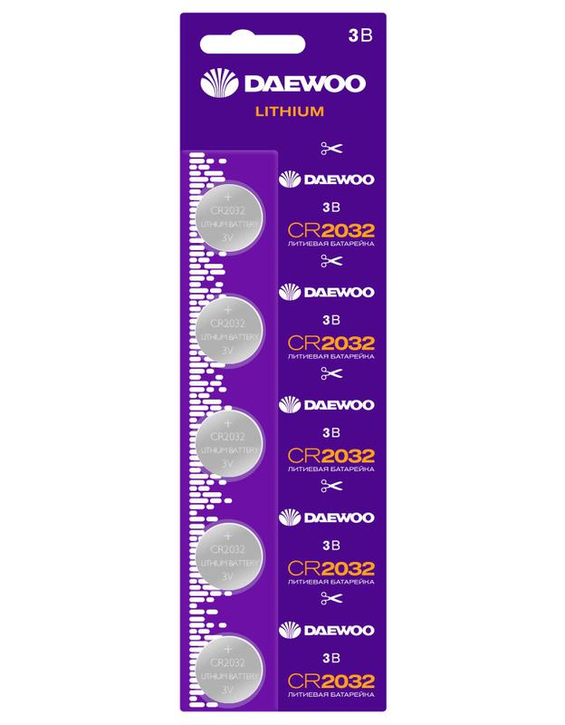 Элемент питания литиевый CR2032 3В 2021 BL-5 (уп.5шт) 5030268 - DAEWOO