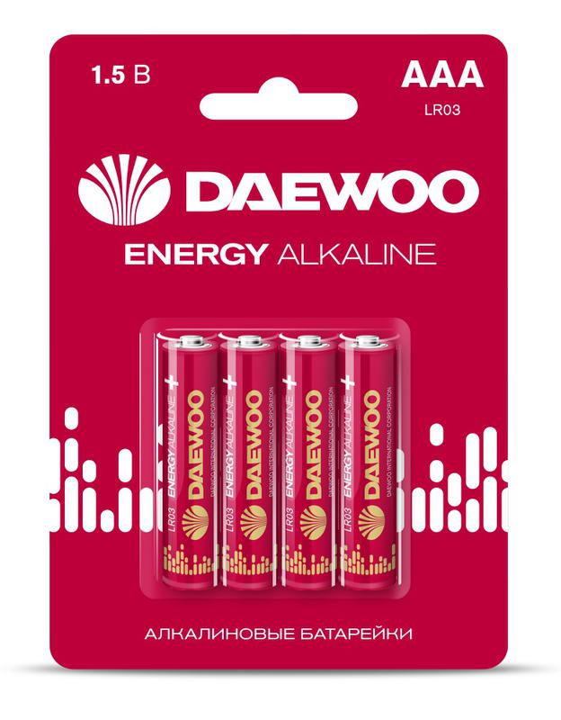 Элемент питания алкалиновый AAA/LR03 1.5В Energy Alkaline 2021 BL-4 (уп.4шт) 5029903 - DAEWOO