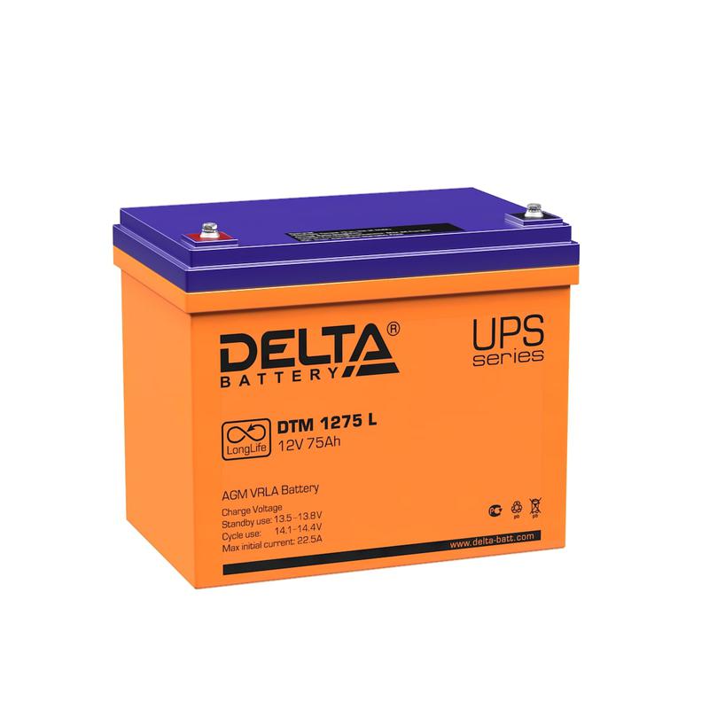 Аккумулятор UPS 12В 75А.ч DTM 1275 L - DELTA