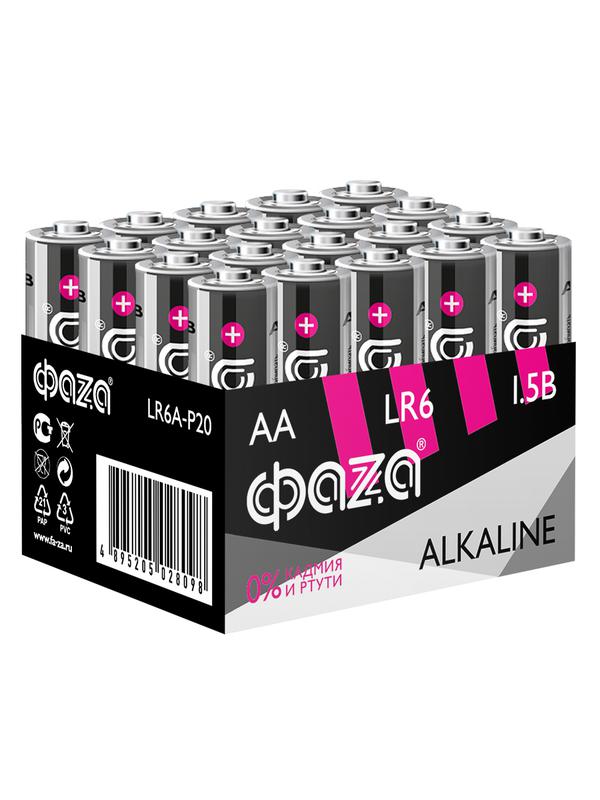 Элемент питания алкалиновый AA/LR6 1.5В Alkaline Pack-20 (уп.20шт) 5028098 - ФАZА