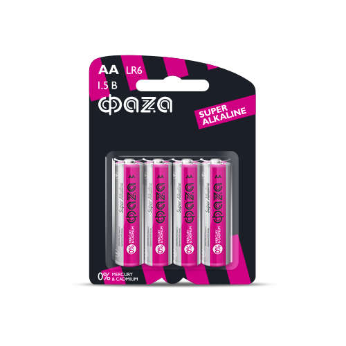 Элемент питания алкалиновый AA/LR6 1.5В Super Alkaline BL-4 (уп.4шт) 5000285 - ФАZА