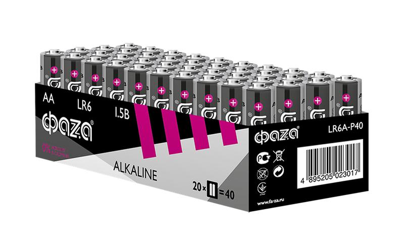 Элемент питания алкалиновый AA/LR6 1.5В Alkaline Pack-40 (уп.40шт) 5023017 - ФАZА