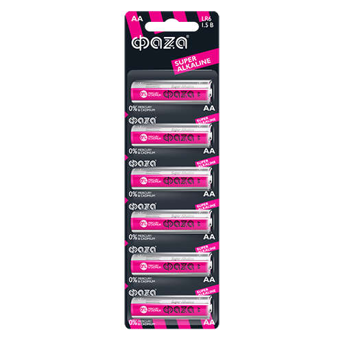 Элемент питания алкалиновый AA/LR6 1.5В Super Alkaline BL-6 (уп.6шт) 5002043 - ФАZА