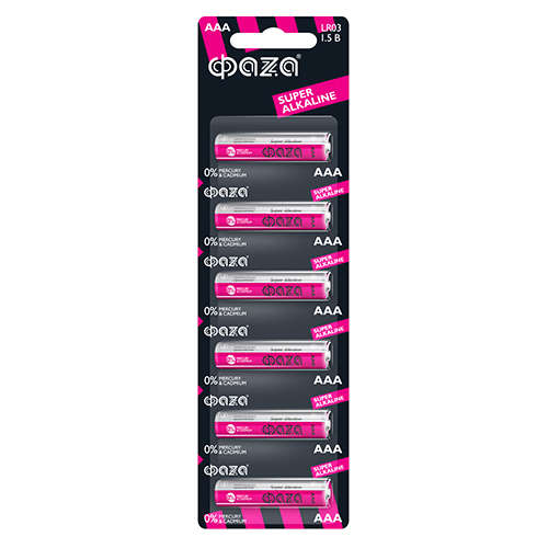 Элемент питания алкалиновый AAA/LR03 1.5В Super Alkaline BL-6 (уп.6шт) 5002012 - ФАZА