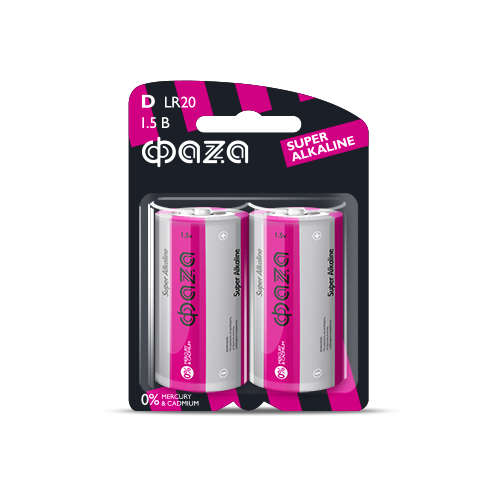 Элемент питания алкалиновый D/LR20 1.5В Super Alkaline BL-2 (уп.2шт) 2858535 - ФАZА