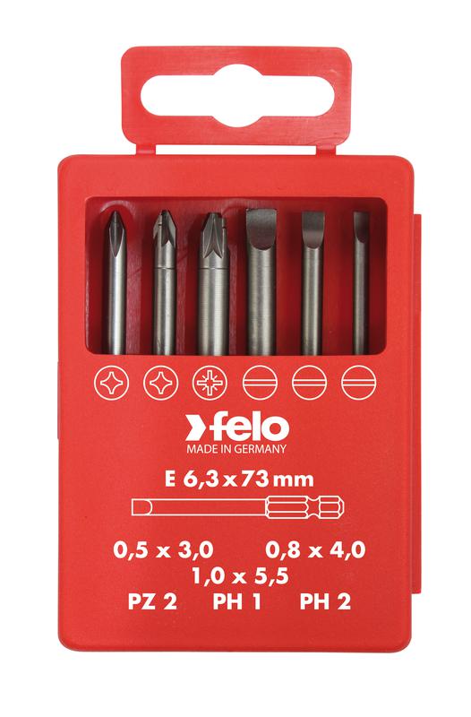 Набор бит SL/PZ/PH Industrial 73мм в кейсе 6 бит 03092716 - FELO