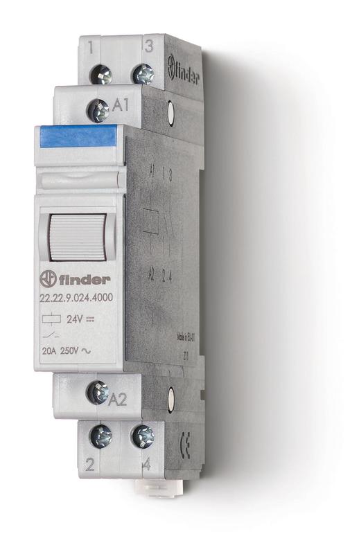 Контактор модульный 2NO 20А AgSnO2 24В DC 17.5мм IP20 222290244000 - FINDER