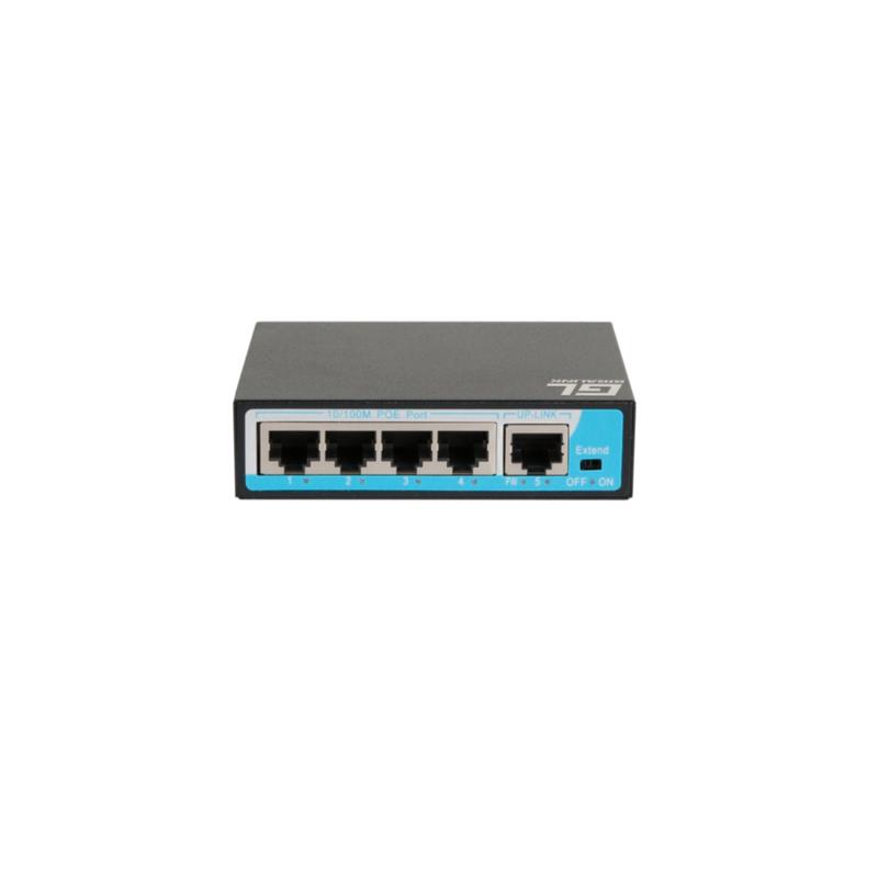 Коммутатор неуправляемый 4 PoE (802.3af) порта 10/100Мбит/с до 250 метров cat6 1Upl 6 GL-SW-F005-04P - GIGALINK