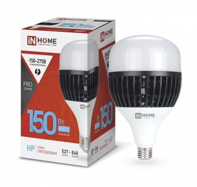 Лампа светодиодная LED-HP-PRO 150Вт грушевидная 6500К холод. бел. E27 14250лм 150-275В с адаптером E40 бел. 4690612035703 - IN HOME