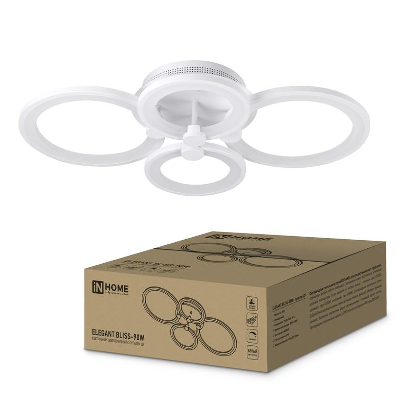 Светильник светодиодный ELEGANT BLISS-90W 90Вт 230В 3000-4000-6500К 7000лм 610х400х130мм с пультом ДУ 4690612035444 - IN HOME
