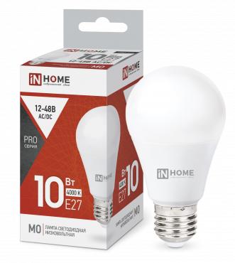 Лампа светодиодная низковольтная LED-MO-PRO 10Вт грушевидная матовая 4000К нейтр. бел. E27 900лм 12-48В 4690612038032 - IN HOME