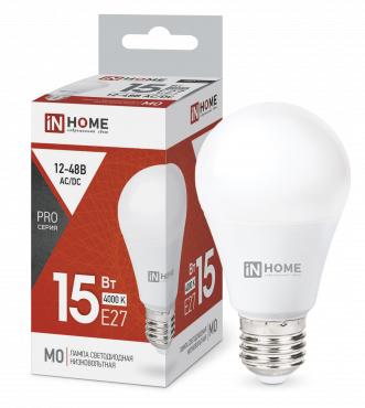 Лампа светодиодная низковольтная LED-MO-PRO 15Вт грушевидная 4000К нейтр. бел. E27 1200лм 12-48В 4690612036182 - IN HOME