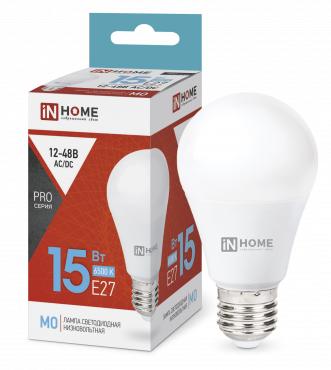Лампа светодиодная низковольтная LED-MO-PRO 15Вт грушевидная 6500К холод. бел. E27 1200лм 12-48В 4690612036366 - IN HOME