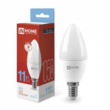Лампа светодиодная LED-СВЕЧА-VC 11Вт свеча 6500К холод. бел. E14 1050лм 230В 4690612024844 - IN HOME