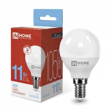 Лампа светодиодная LED-ШАР-VC 11Вт шар 6500К холод. бел. E14 1050лм 230В 4690612024929 - IN HOME