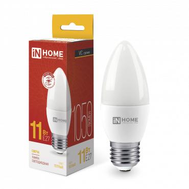 Лампа светодиодная LED-СВЕЧА-VC 11Вт свеча 3000К тепл. бел. E27 1050лм 230В 4690612020488 - IN HOME
