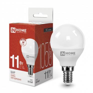 Лампа светодиодная LED-ШАР-VC 11Вт шар 4000К нейтр. бел. E14 1050лм 230В 4690612020594 - IN HOME