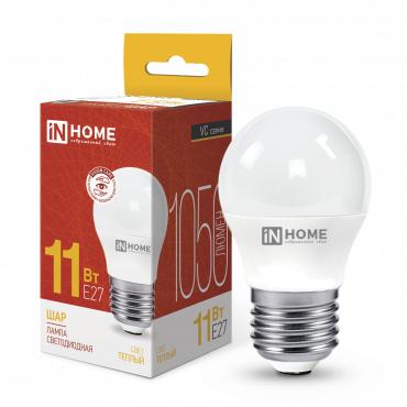 Лампа светодиодная LED-ШАР-VC 11Вт шар 3000К тепл. бел. E27 1050лм 230В 4690612020600 - IN HOME