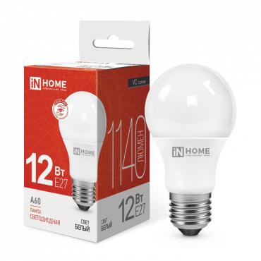 Лампа светодиодная LED-A60-VC 12Вт грушевидная 4000К нейтр. бел. E27 1140лм 230В 4690612020242 - IN HOME