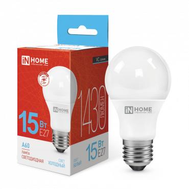 Лампа светодиодная LED-A60-VC 15Вт грушевидная 6500К холод. бел. E27 1430лм 230В 4690612020280 - IN HOME
