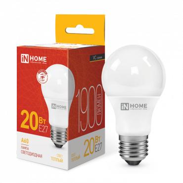 Лампа светодиодная LED-A60-VC 20Вт грушевидная 3000К тепл. бел. E27 1900лм 230В 4690612020297 - IN HOME