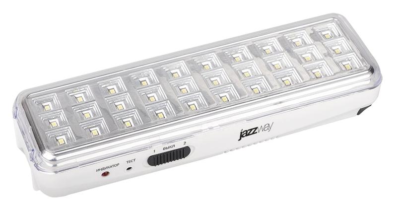 Фонарь-светильник аккумуляторный Accu9-L30-wh аварийный 30SMD яркий 300лм 2ч/эконом 90лм 6ч 220В аккум. Li-ion 3.7В 1.2А.ч бел. 5024533 - Jazzway