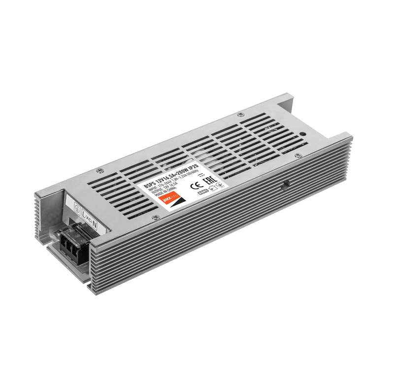 Блок питания для светодиодной ленты 200Вт 16.5А 12В IP20 BSPS метал. 2859433A - Jazzway