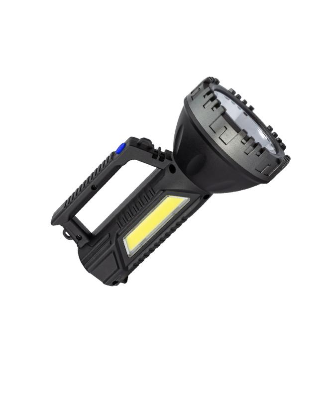 Фонарь-прожектор аккумуляторный ручной 3Вт LED+3Вт COB LED Li-ion 18650 1200мА.ч корпус ABS-пластик индикатор уровня заряда USB-шнур плечевой ремешок KOC904Lit - Космос
