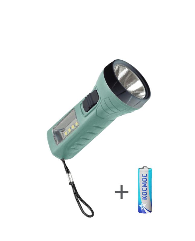 Фонарь ручной 0.5Вт LED+4SMD(1Вт) 1xAA (R6) корпус ABS-пластик ремешок ручной KOC123B - Космос