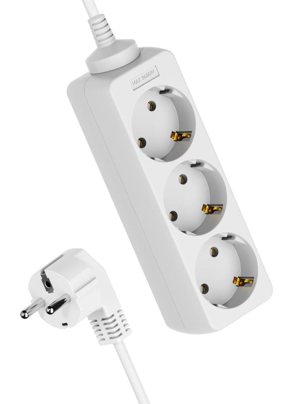 Удлинитель 3х3м с заземл. 16А IP20 ПВС 3х1 YKsm3m-3g-Z(K) - Космос