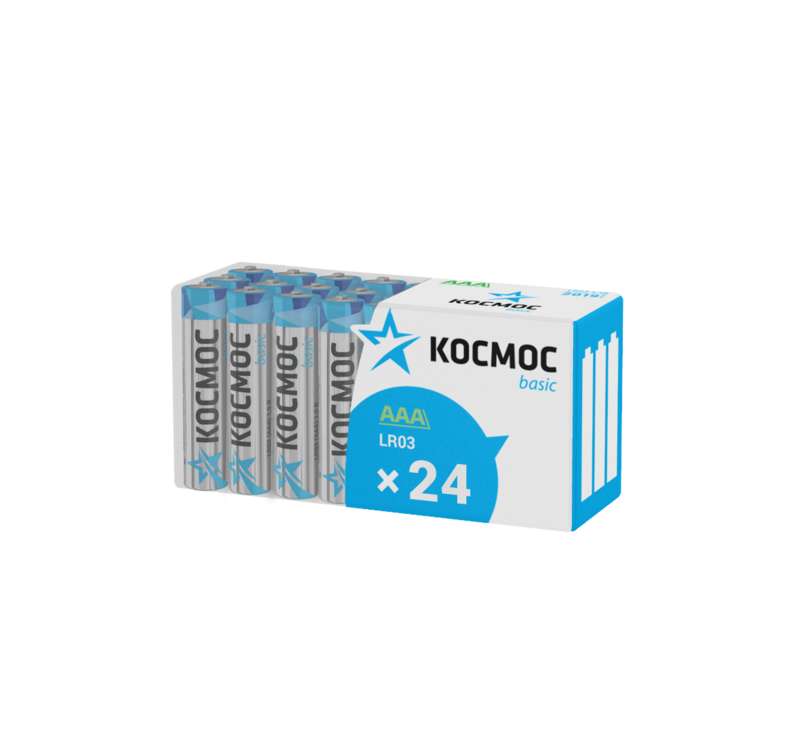 Элемент питания алкалиновый AAA/LR03 пластик. бокс (уп.24шт) KOCLR03_24BOX - Космос